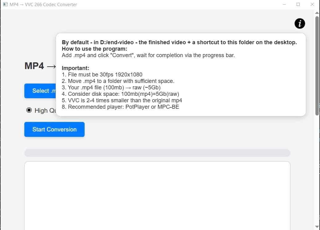VVC Converter Program Demo